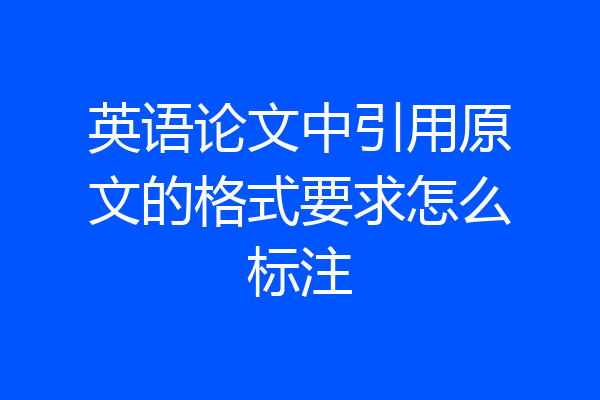 英语论文中引用原文的格式要求怎么标注