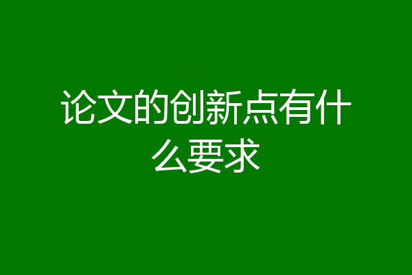 论文的创新点有什么要求