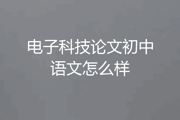 电子科技论文初中语文怎么样