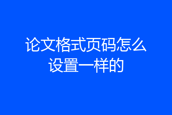 论文格式页码怎么设置一样的