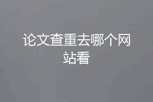 论文查重去哪个网站看