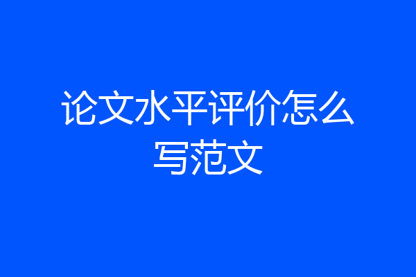 论文水平评价怎么写范文
