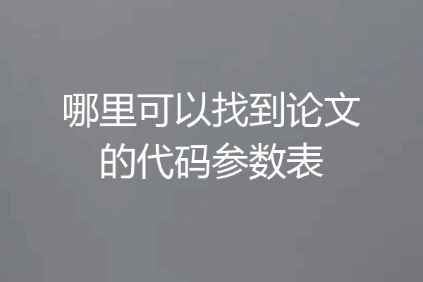 哪里可以找到论文的代码参数表