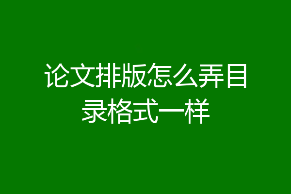 论文排版怎么弄目录格式一样