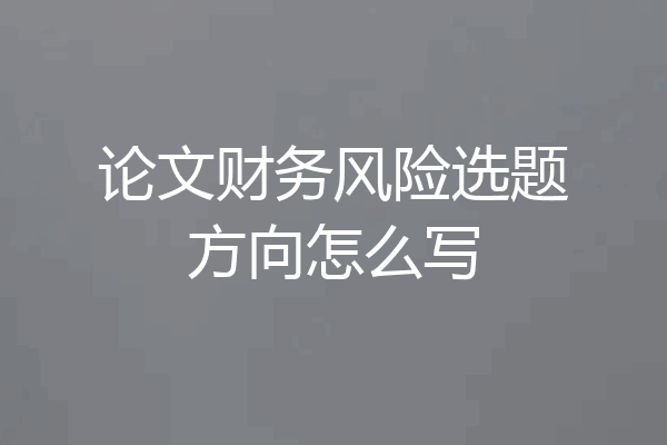 论文财务风险选题方向怎么写