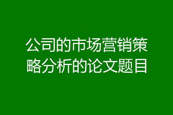 公司的市场营销策略分析的论文题目