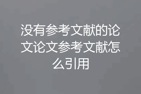 没有参考文献的论文论文参考文献怎么引用