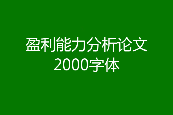 盈利能力分析论文2000字体