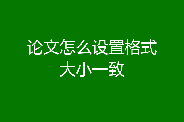 论文怎么设置格式大小一致