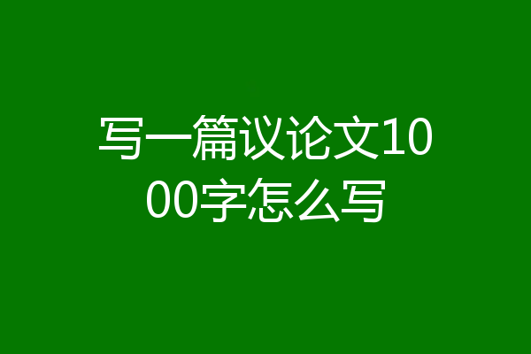 写一篇议论文1000字怎么写