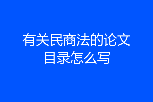 有关民商法的论文目录怎么写