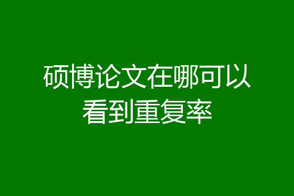 硕博论文在哪可以看到重复率