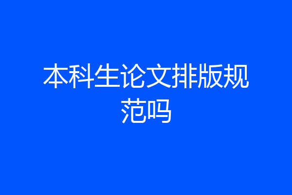 本科生论文排版规范吗