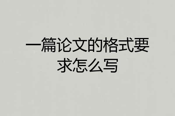一篇论文的格式要求怎么写