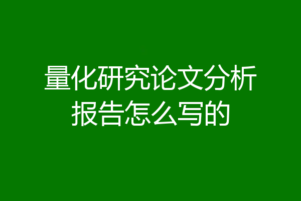 量化研究论文分析报告怎么写的