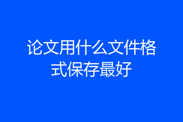 论文用什么文件格式保存最好