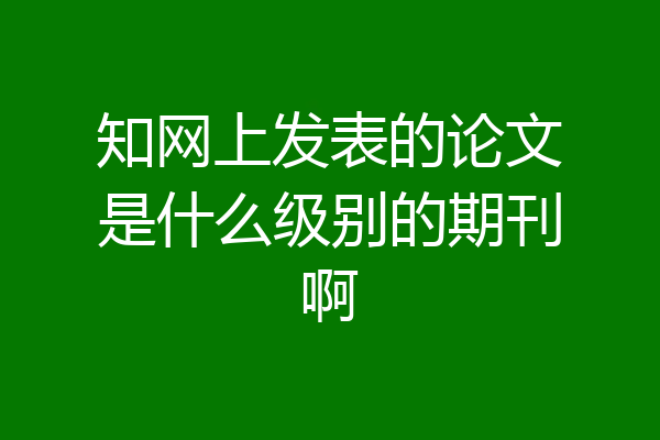 知网上发表的论文是什么级别的期刊啊