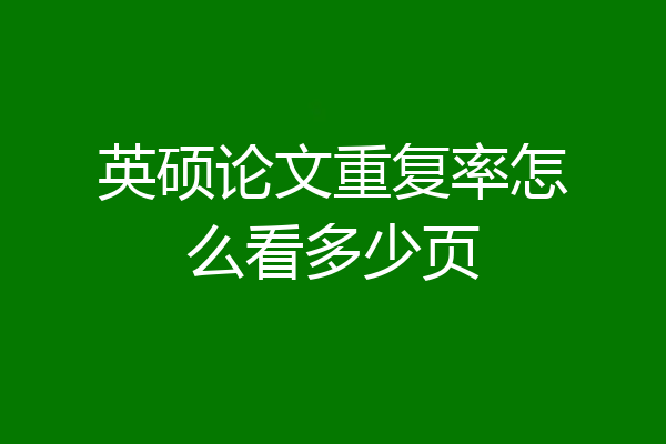 英硕论文重复率怎么看多少页
