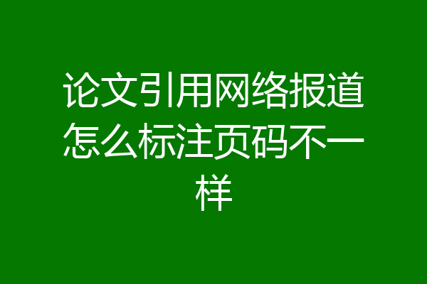 论文引用网络报道怎么标注页码不一样