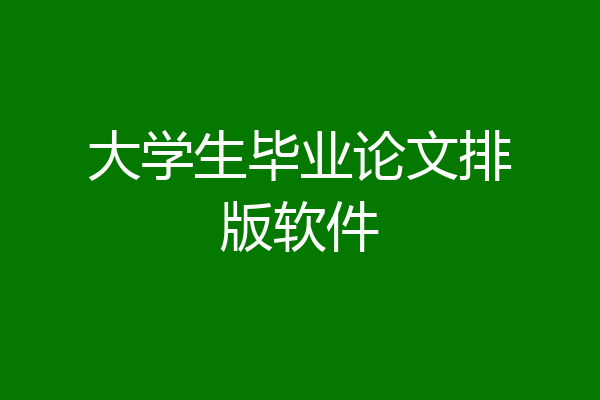 大学生毕业论文排版软件