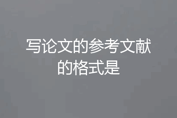 写论文的参考文献的格式是