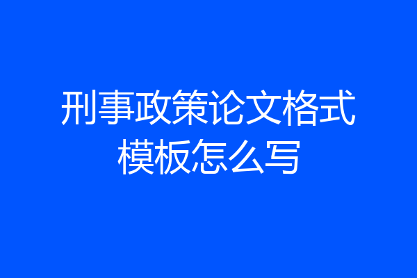 刑事政策论文格式模板怎么写