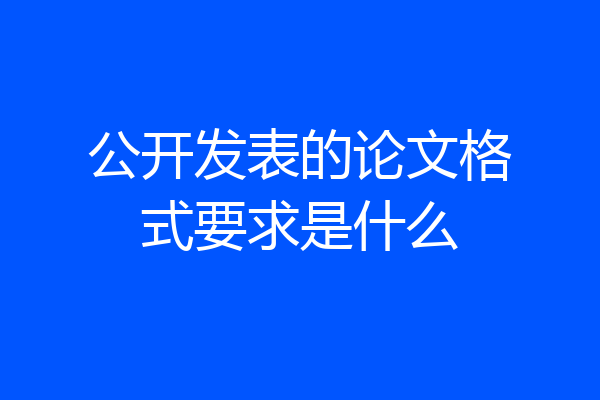 公开发表的论文格式要求是什么