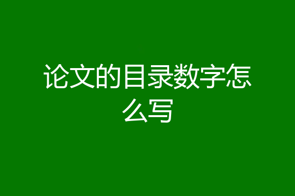 论文的目录数字怎么写