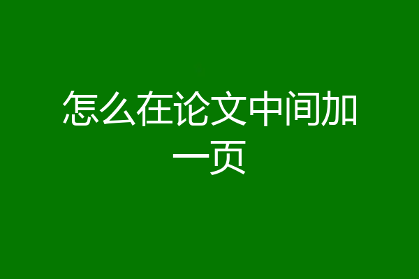 怎么在论文中间加一页