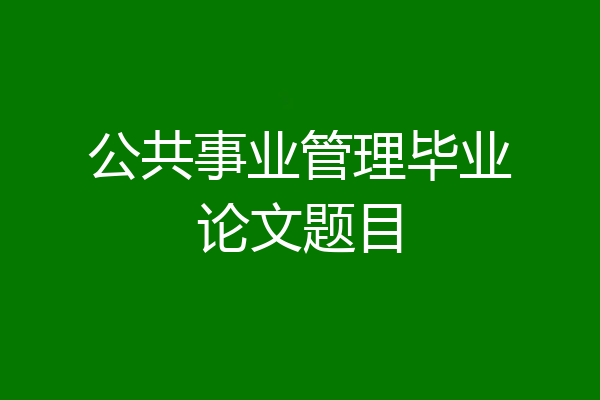 公共事业管理毕业论文题目