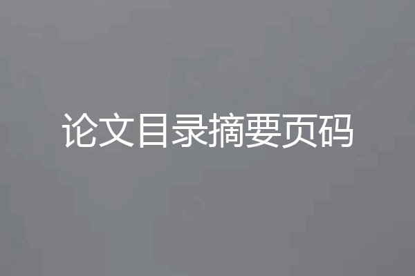 论文目录摘要页码