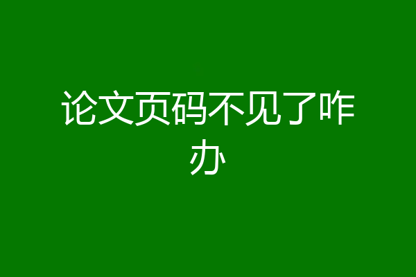 论文页码不见了咋办