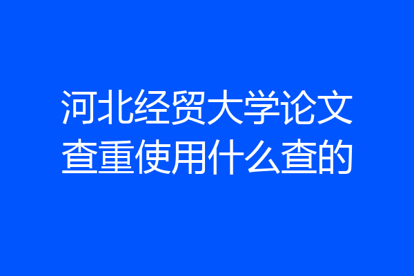 河北经贸大学论文查重使用什么查的