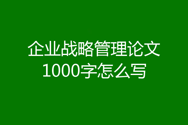 企业战略管理论文1000字怎么写