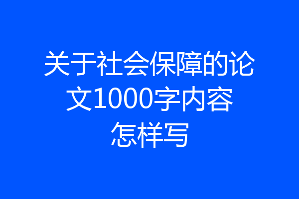 关于社会保障的论文1000字内容怎样写