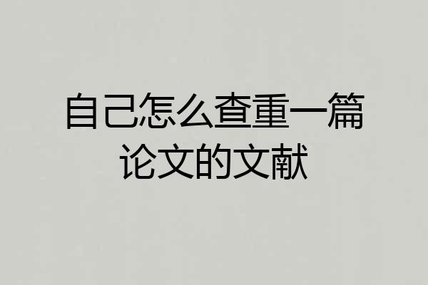 自己怎么查重一篇论文的文献