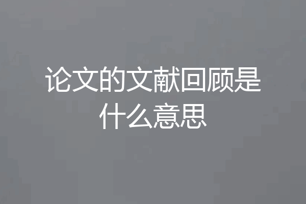 论文的文献回顾是什么意思