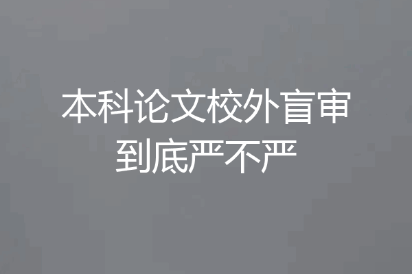 本科论文校外盲审到底严不严