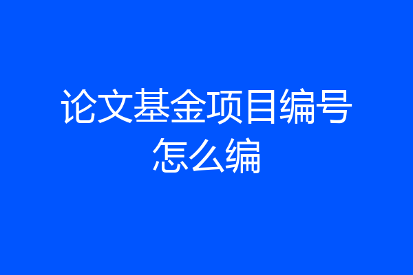 论文基金项目编号怎么编