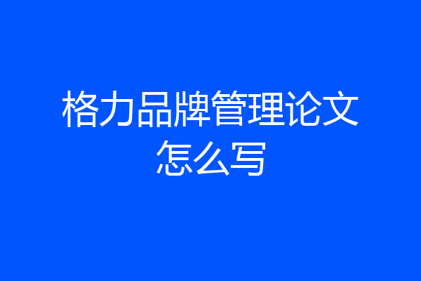 格力品牌管理论文怎么写
