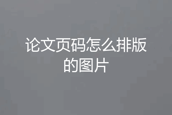 论文页码怎么排版的图片