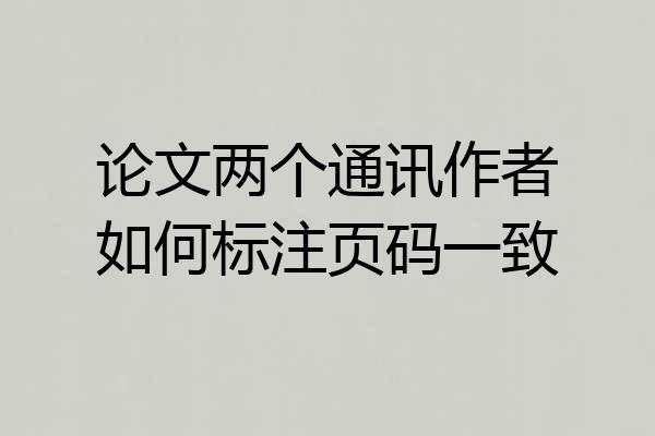 论文两个通讯作者如何标注页码一致