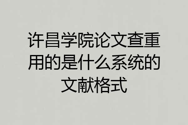 许昌学院论文查重用的是什么系统的文献格式