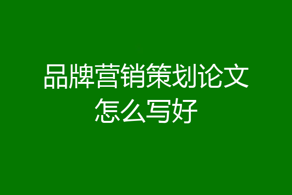 品牌营销策划论文怎么写好