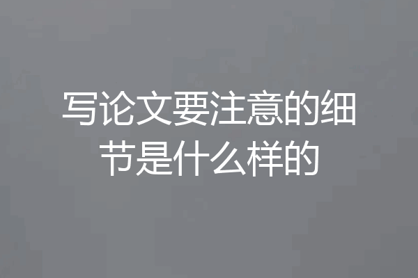 写论文要注意的细节是什么样的
