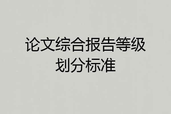 论文综合报告等级划分标准