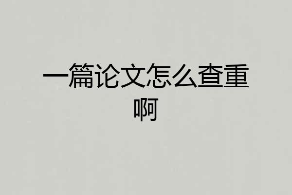 一篇论文怎么查重啊