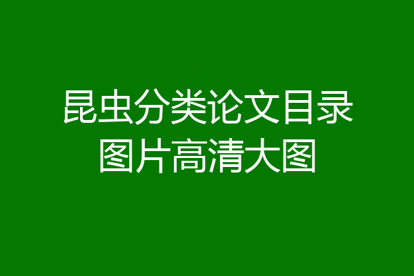 昆虫分类论文目录图片高清大图