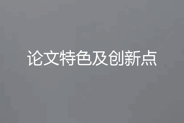 论文特色及创新点