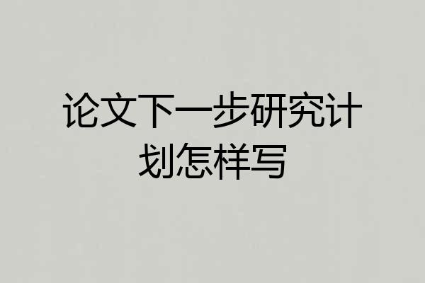 论文下一步研究计划怎样写